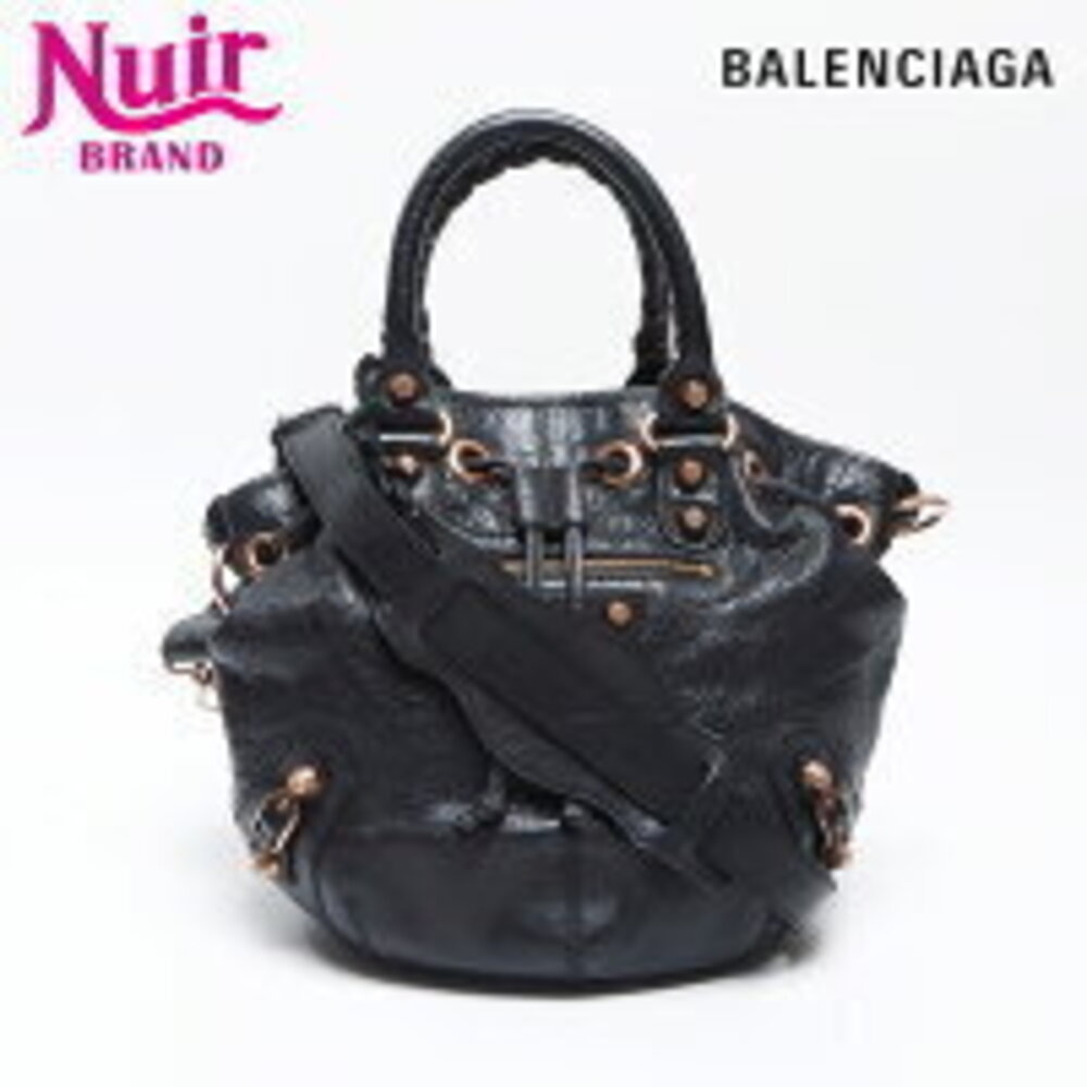 Balenciaga Giant Pom Shoulder Bag Black